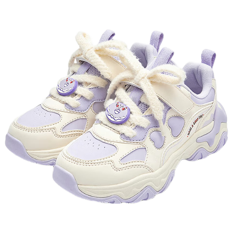 Balabala Kids Sports Shoes Girls Sneakers 2025 New Autumn Winter Non-slip Fleece-lined Sweet Dad Shoes