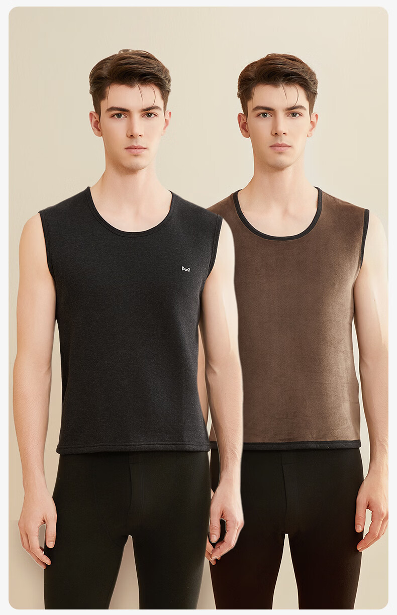 MiiOW [Fleece-Lined Thick Cashmere] Men's Thermal Vest, Sleeveless Undershirt, Tank Top, Vest, Underwear for Women, Autumn And Winter 17