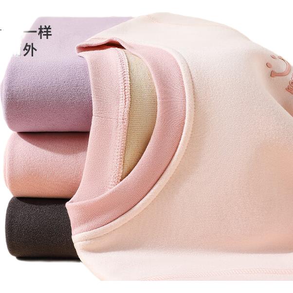 LangSha Children's Thermal Underwear Set, Girls' Fleece-Lined Thickened Autumn Top And Pants, for Older Children, Thick Home Wear Pajamas