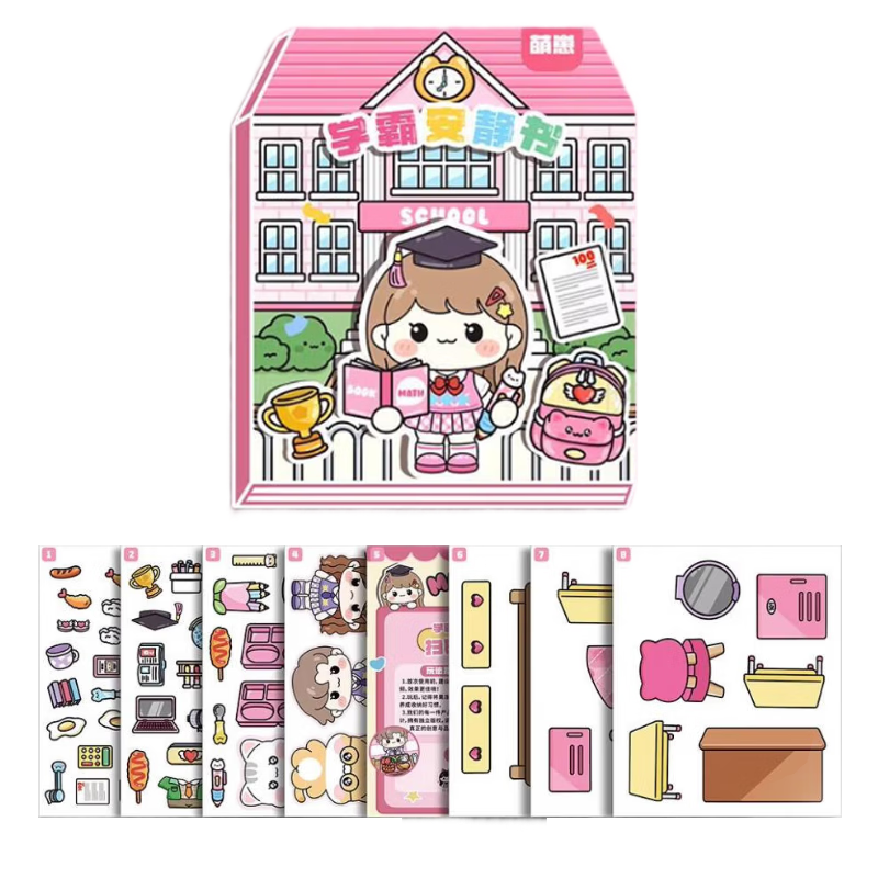 MAILE KID Scholar and Underachiever Jelly Stickers Quiet Book Girl No-Cut DIY Craft Toy Birthday New Year Gift