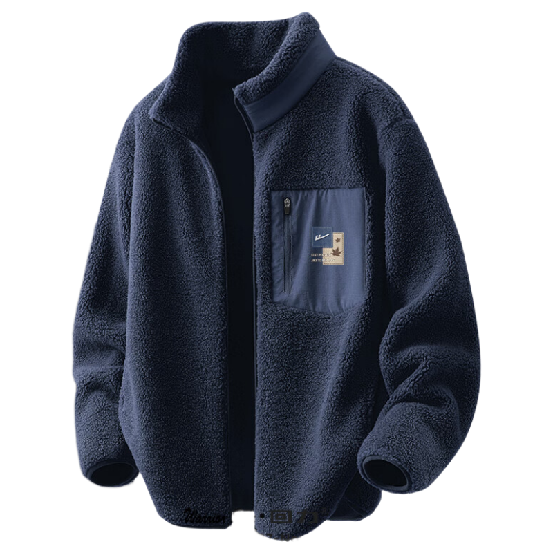 Warrior Men's Fleece Lined Jacket Winter Thickened Polar Fleece Coat Men's Sports Warm Fleece Top Black L