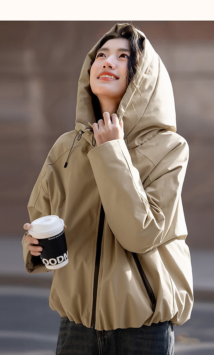 Demana [Three-Proof Black Technology] Winter 90% Duck Down Hooded Non-Detachable Elastic Hem Cloud Grid Taped Women's Down Jacket 11