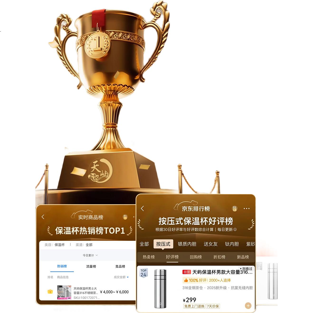 Термос Tianyu с двойными стенками из нержавеющей стали 316, 500 мл, черный, с одной кнопкой для открытия крышки, подарочная упаковка