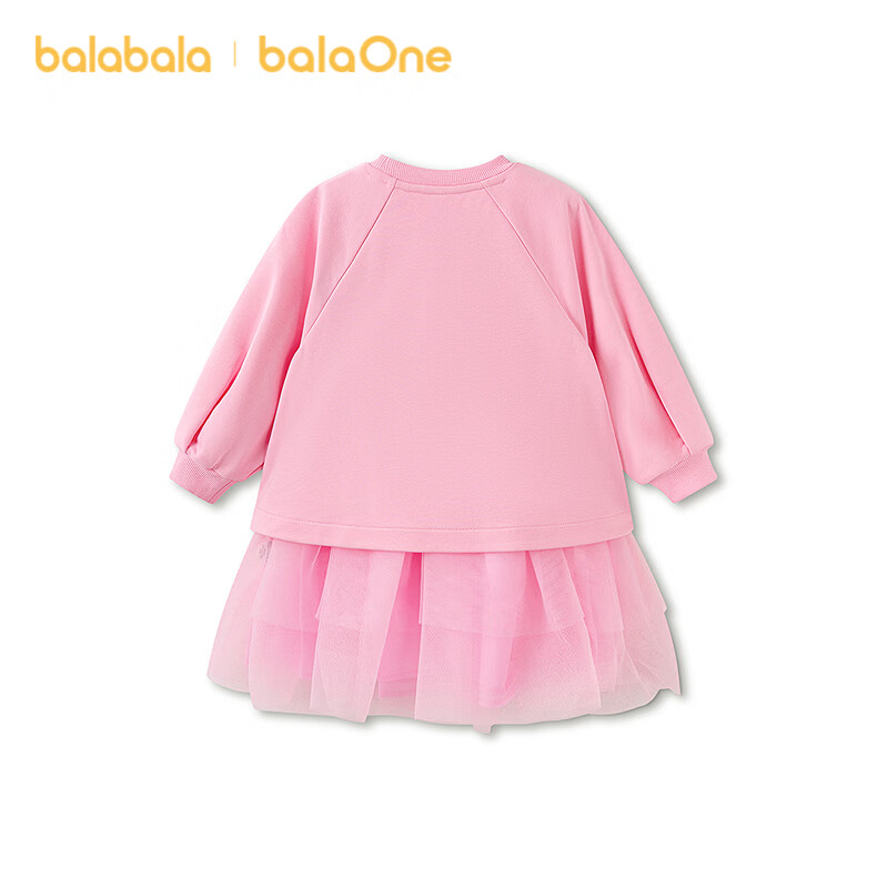 BALABALA ăbalaOneă Kids Girls Dress 2026 New Spring Sweatshirt Mesh Skirt Splice Princess