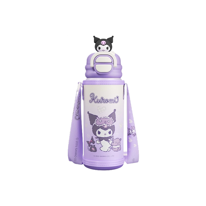 Guangduola Children's Insulated Cup for Girls, 316 Stainless Steel Water Bottle for Elementary School Students, Kindergarten Water Jug, Kuromi Straw Double-Drinking Cup for School Use