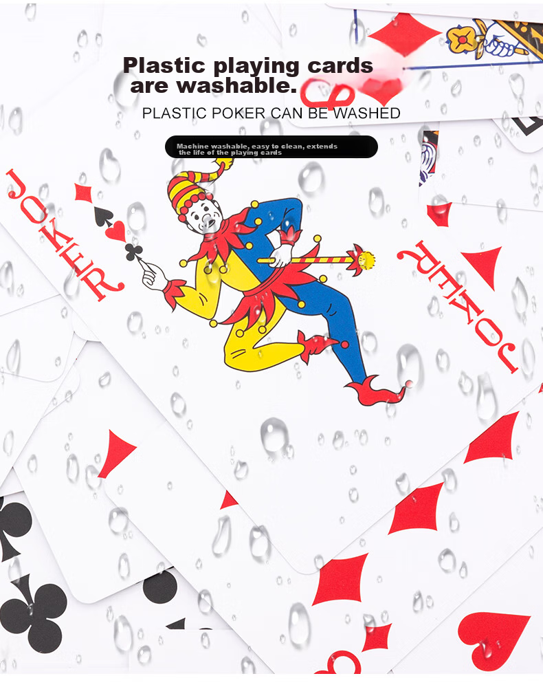 Huasheng Plastic Playing Cards, Durable, Foldable, Resilient, Waterproof Entertainment Cards, Model 6099, Red, Single Deck 4