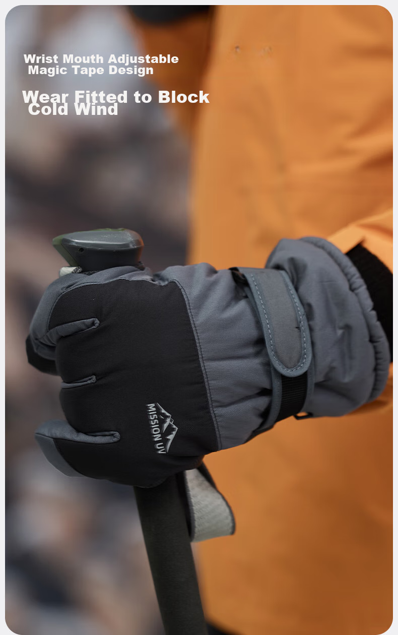 MISSION UV Ski Gloves for Men, Winter Thickened Fleece-Lined Windproof Cold-Resistant Water-Repellent Autumn And Winter Cycling Touchscreen Warm Gloves 9