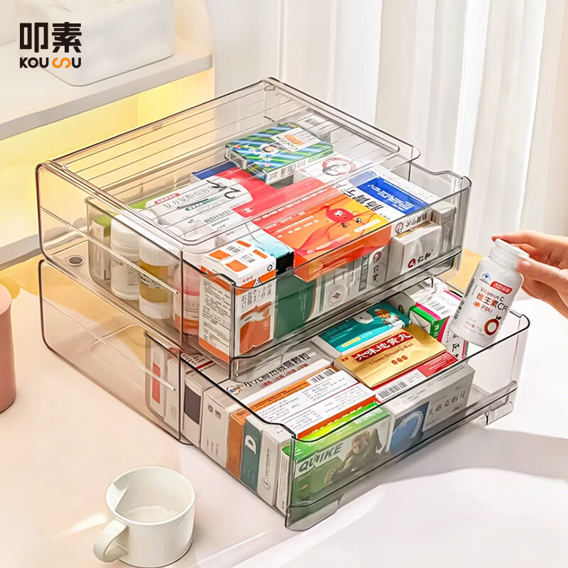Kousu Medicine Storage Box Desktop Medicine Chest Drawer Storage Cabinet Large Capacity Medical Box Large Household Size