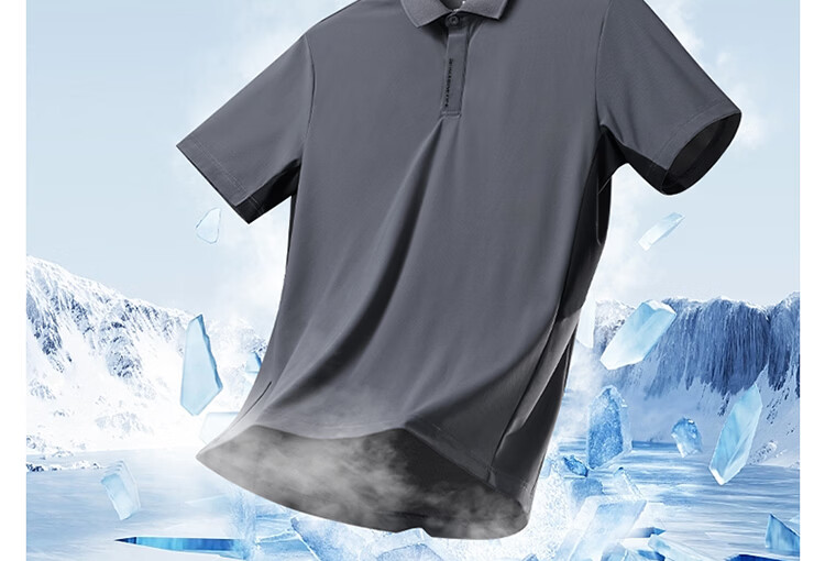 361° Men's Sports T-Shirt Spring Summer New U-Neck Polo Ice Cool Casual Short Sleeve Top 652624105-1 2