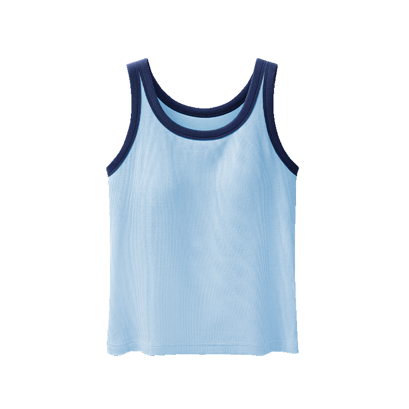 Songshan Cotton Shop Women's Lightweight Mint Ribbed Tank Top with Built-in Bra, Cooling, Stretchy, Seamless, Breathable, Comfortable, Suitable for Layering or Wearing Out