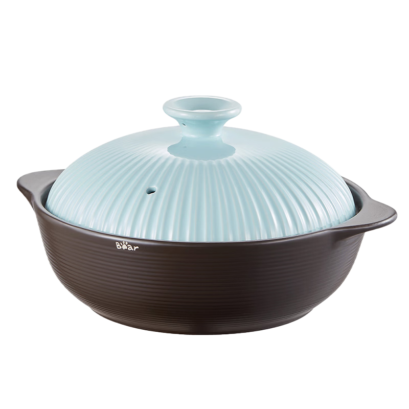 Bear Clay Pot, Wide-Mouth Claypot Rice Stew Pot, High Temperature Resistant without Cracking, 3.2L Soup Pot, Ceramic Pot for Chicken Gongseng, G0054-S03