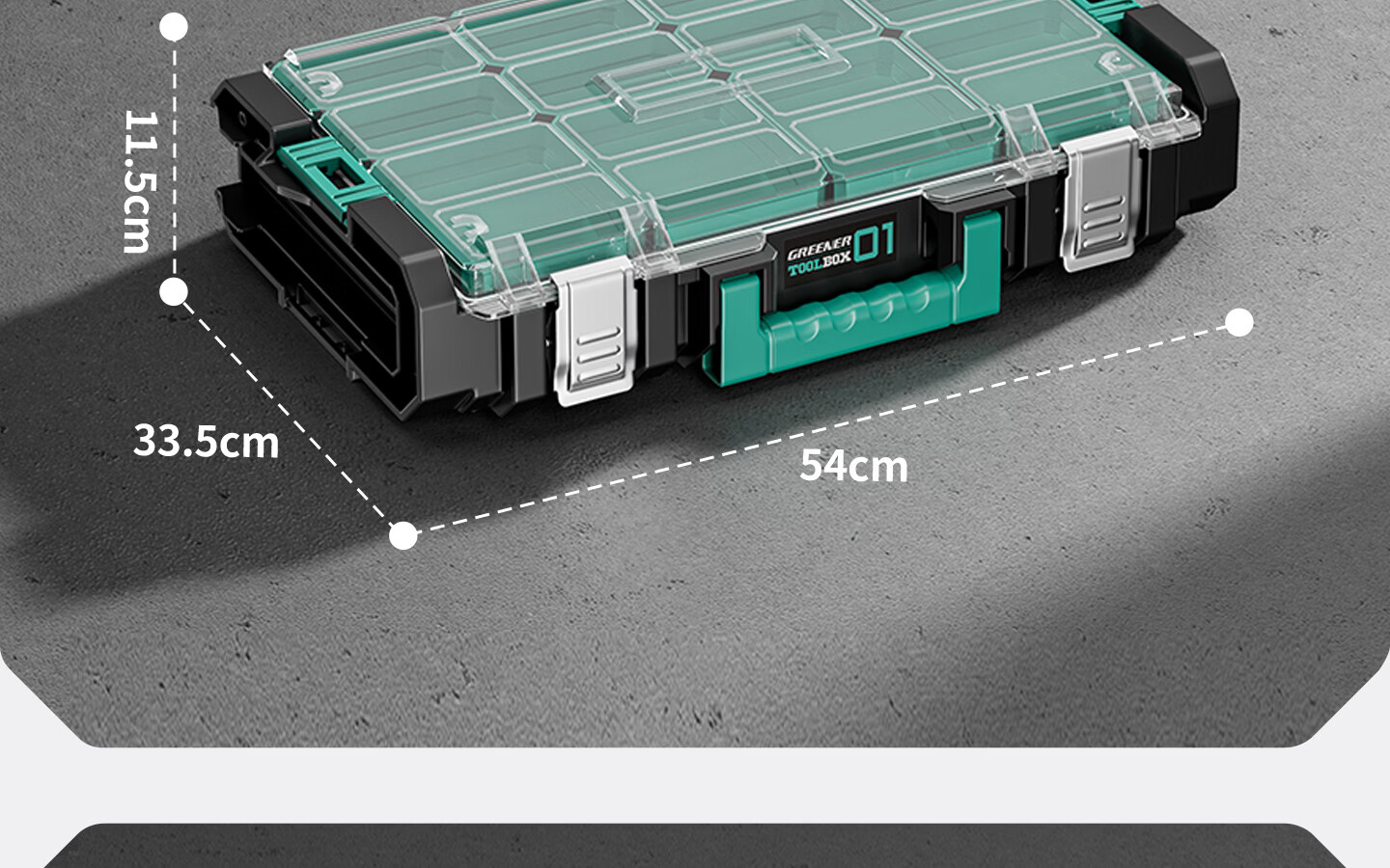 GREENER Stackable Large Capacity Modular Stacking Hardware Toolbox Multifunctional Industrial Grade Set Trolley Case No.3 27
