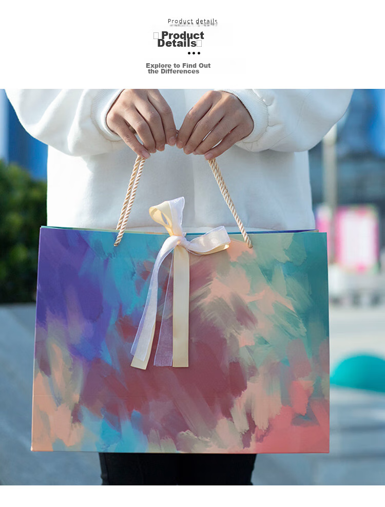 TaTanice Gift Bags, Set of 4, Handbags for Holidays And Birthdays, Confession Gift Bags, Birthday Oil Painting Style Gift Bags 5