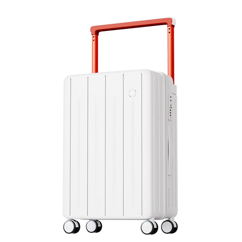Fandia Wide Rod Luggage Unisex Multifunctional Leather Suitcase Password Travel Carry-on Pearl White 20 Inch