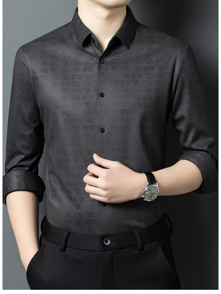Edenbo Long Sleeve Micro Fleece Shirt Men Autumn Winter Cotton Wool Texture Top Dark Gray 180/96A (41) 17