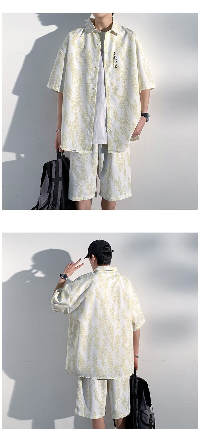 MARK FAIRWHALE Men's Short-Sleeve Shirt, Summer Collared Half-Sleeve Top, Loose Casual Wear Jacket, White, XL 14