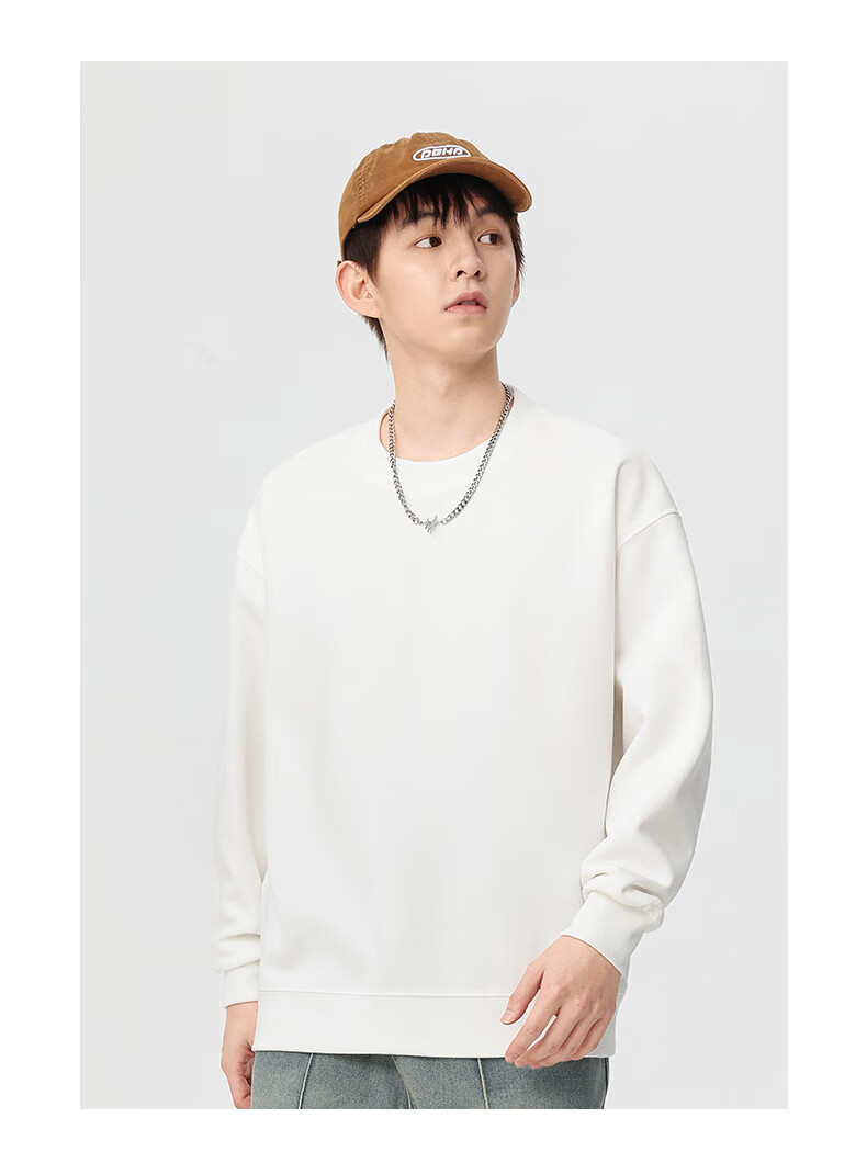 Jeanswest Men's Pullover Hoodie Spring Autumn Trendy Solid Color Breathable Comfortable Black 2XL 9