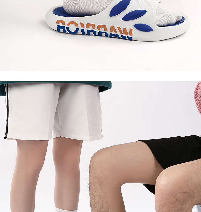 Warrior Official Men's Slippers 2026 Summer Indoor Men's Sandals Outdoor Beach Shoes White Blue Size 43-44 11