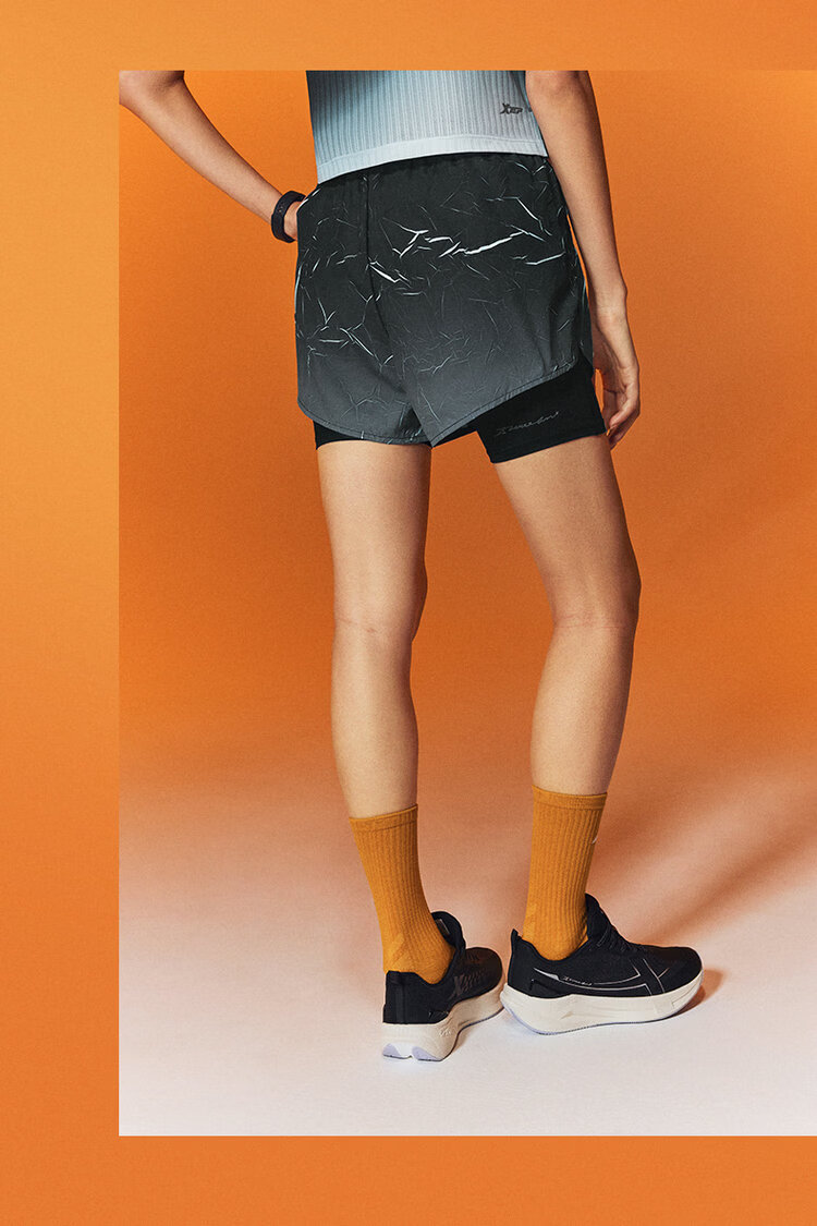 Xtep 2000KM PRO Men's Running Shorts Fake Two-in-One Breathable Quick-Dry Sports Training Five-Point Pants 30