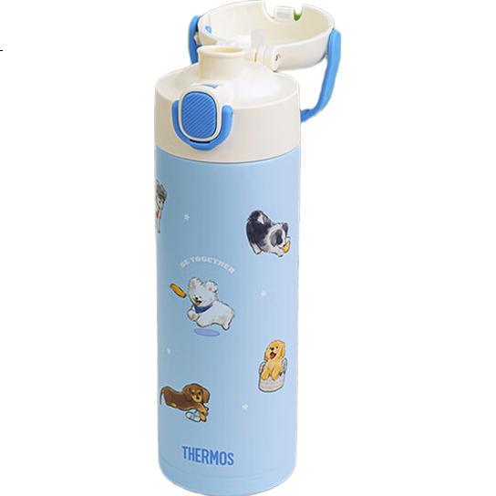 Детская термокружка THERMOS, 500 мл, синяя, для детского сада и школы, из нержавеющей стали 316L