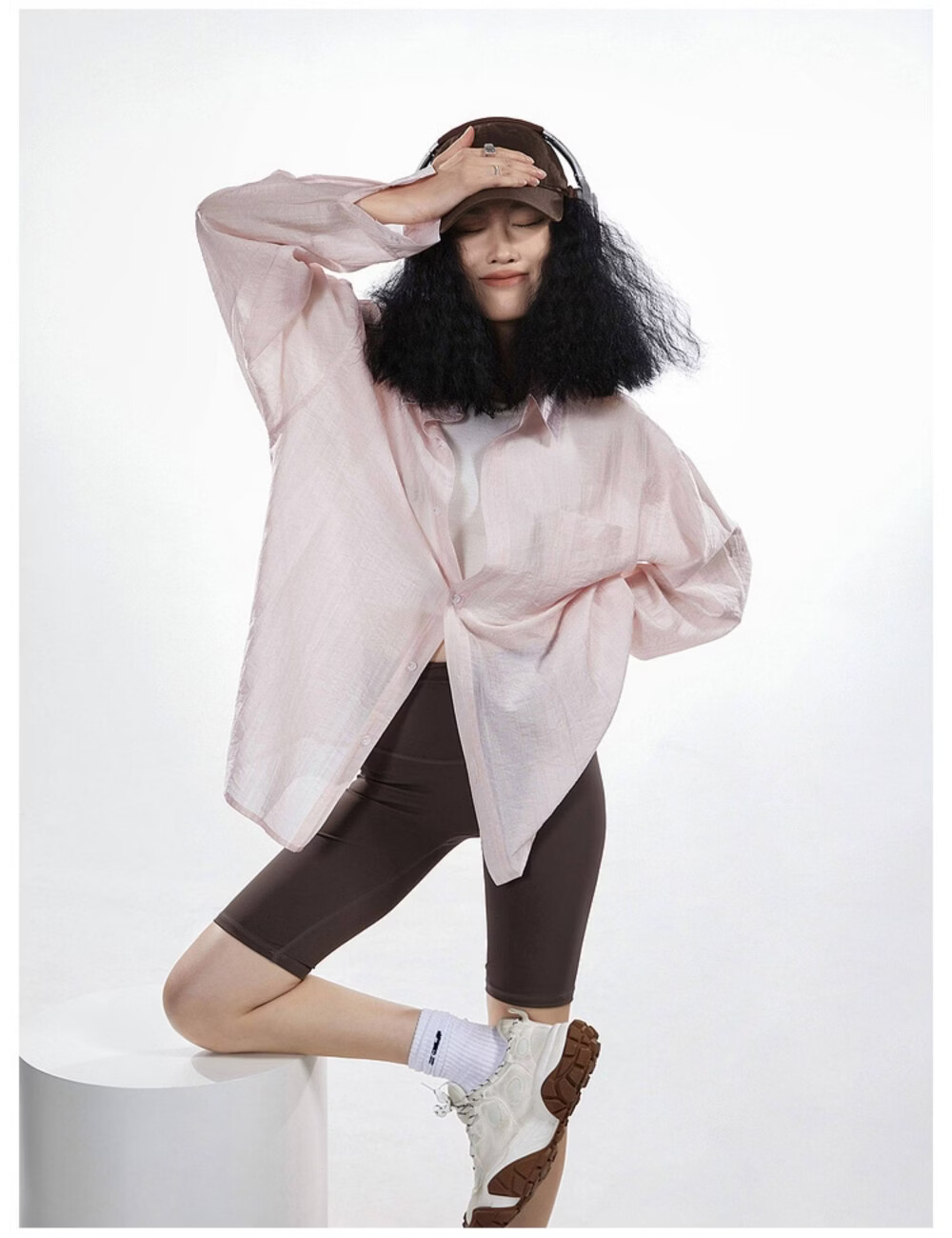 ICH MODE American Style White Shirt Women Summer Loose Physical Sun Protection Shirt Jacket Long Sleeve Top Blue XL 41