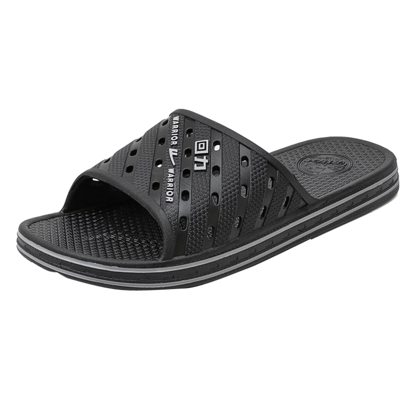 Warrior Unisex Indoor Home Slippers Non-Slip Quiet Quick-Dry Shower Sandals HL3C581 Black Size 42