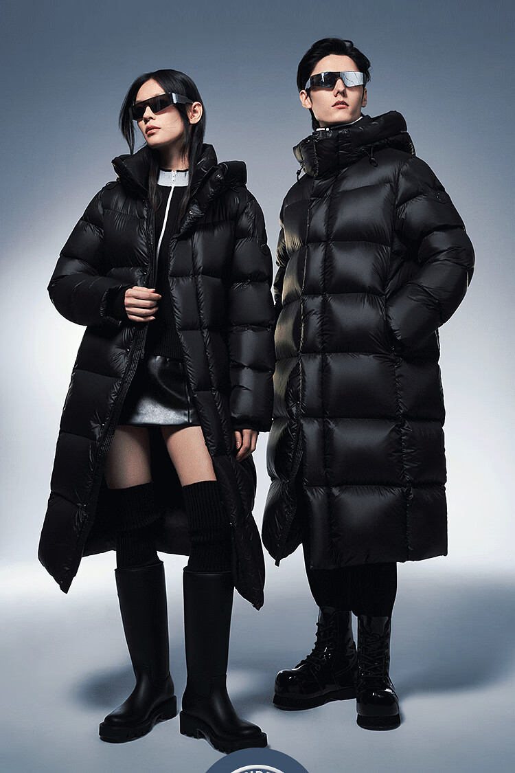 BOSIDENG Unisex Puff Winter Goose Down Thickened Hooded Extra Long Mall Style Down Jacket 1