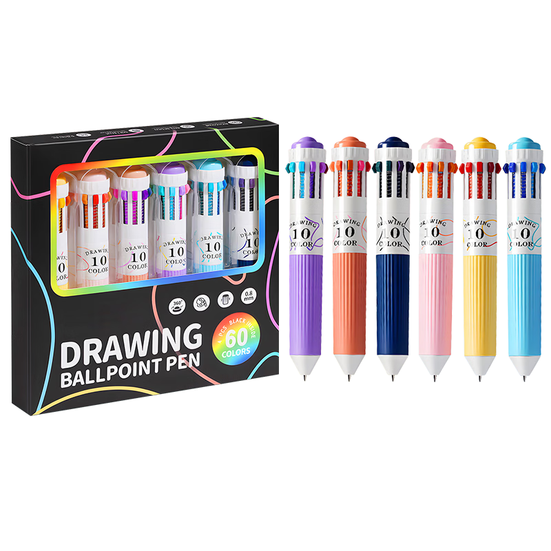 Languo 60-Color Ballpoint Pen Multi-Color Soft Grip Press-Type Art Drawing Pen 0.8mm High-Quality Study Marker Stationery Gel Pen