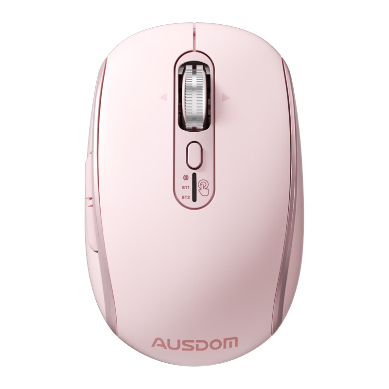 AUSDOM M06pro Wireless Mouse Four-Directional Electromagnetic Scroll Silent Star Flash Wired Bluetooth Tri-Mode Connection Laptop Business Office Portable Mouse Cornelian Pink Anywhere