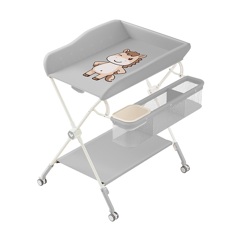 ABCMOKOO Saite Diaper Changing Table, Baby Care Station, Newborn Multifunctional Massage And Touching Changing Pad - Cartoon Light Luxury Gray