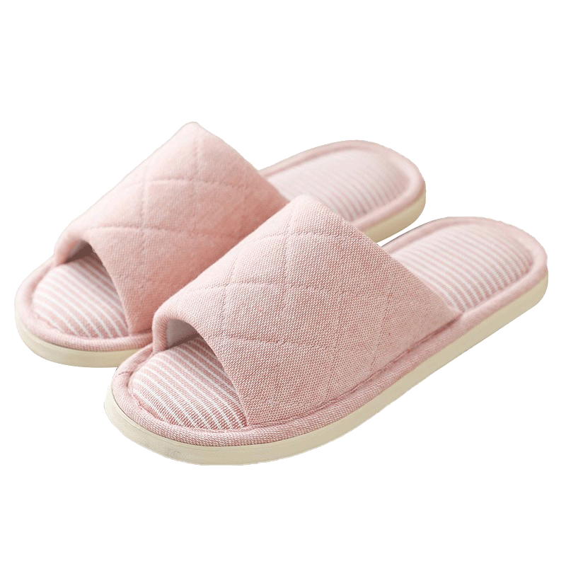Guoluofi Four Seasons Linen Fabric Slippers Men's Home Indoor Couple Open Toe Slippers Light Green Size 44-45