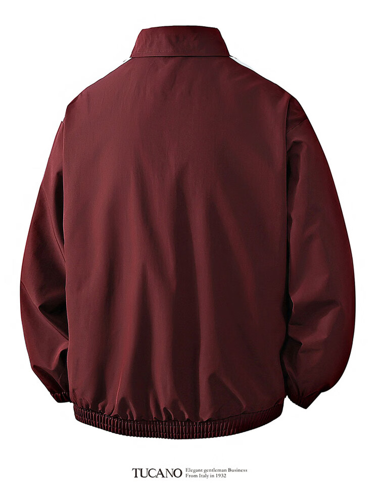 TUCANO Men's Spring Autumn Jacket Loose Fit Lapel American Retro Casual Coat Red 3XL 6