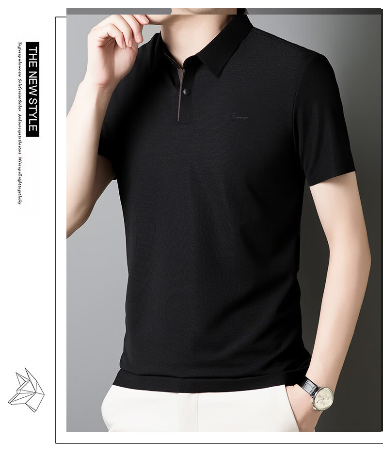 TUCANO Men's Short Sleeve Polo Shirt Summer Breathable Business Collar Casual Ice Silk Quick-Dry Top 16