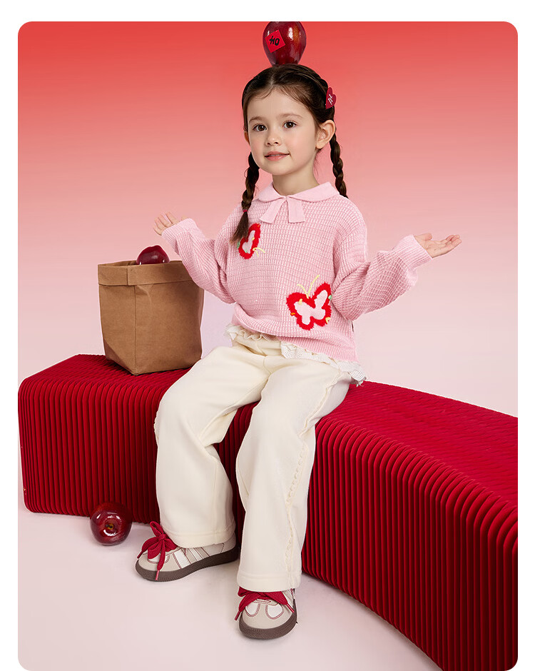 Balabala Boys and Girls Sweater Baby Knitwear National Trend New Chinese Style 3D Design New Year Greeting Outfit Autumn Winter 2025 14