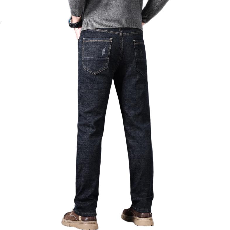Джинсы мужские Jeanswest, утепленные флисом, модель зима 2025, легкие, прямого кроя, зауженные, теплые, черные с флисовой подкладкой, размер 36
