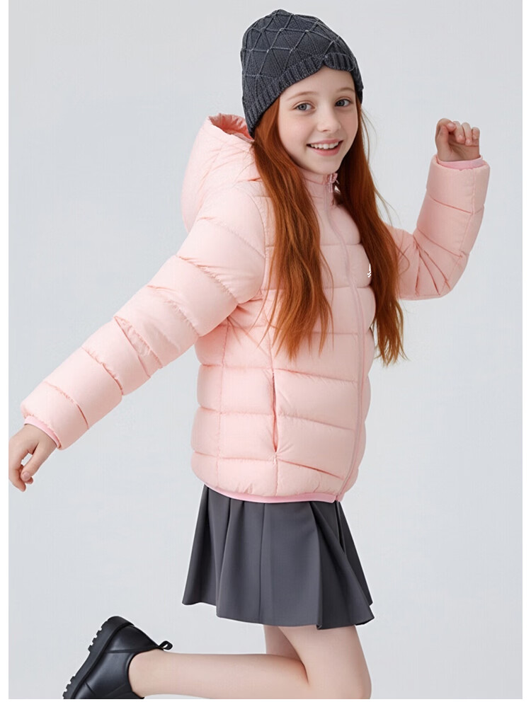 Navigare Kids Down Jacket Boys Ribbed Down Coat Girls Warm Off-White Hooded 150 12
