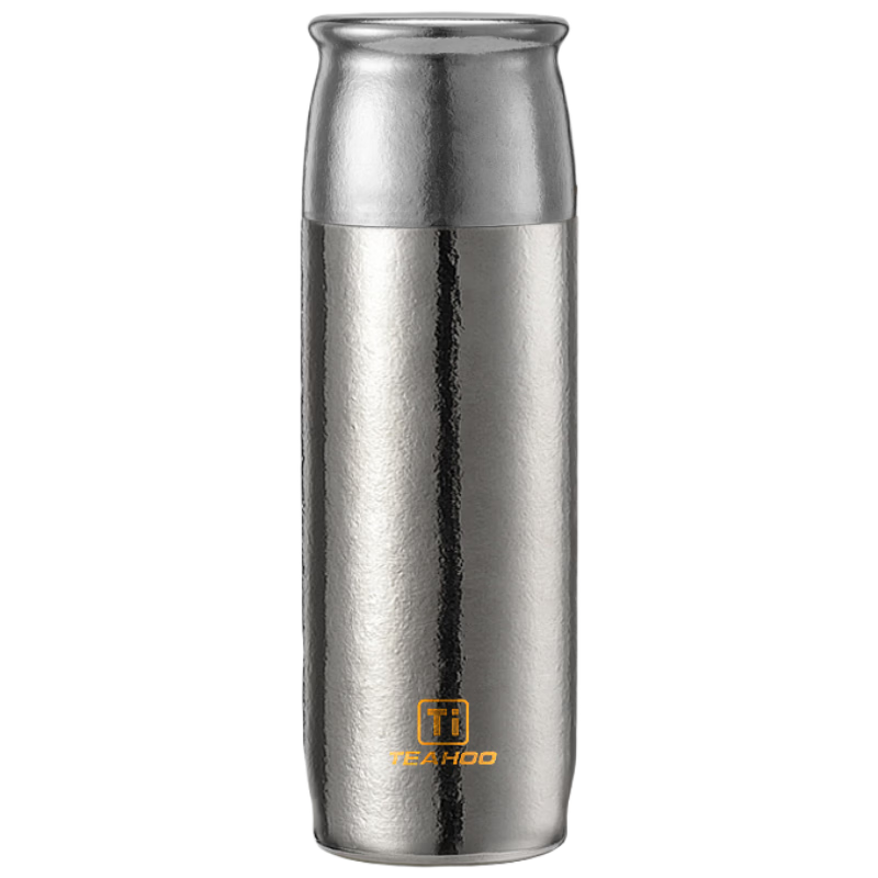 Qihu Pure Titanium Insulated High-End Tea Infuser Water Bottle Outdoor Tea Brewing Gift Custom Bright Natural Color 400ml