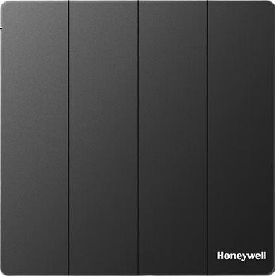 Выключатель Honeywell Ruiyi T3 Phantom Black, 4-клавишный, двойное управление, ультратонкий, без рамки, матовый
