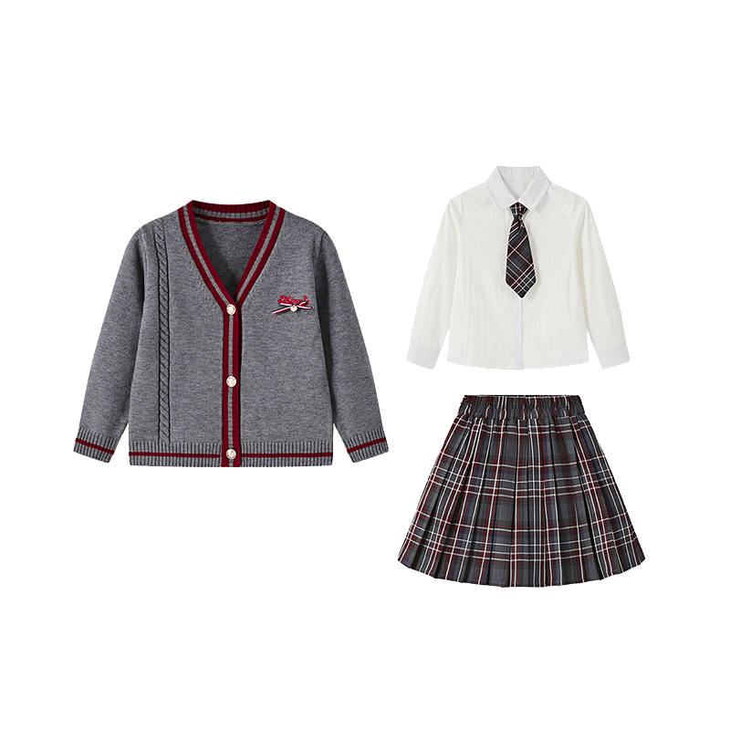 Disney Girls' Spring Autumn 2026 New Stylish Kids Sweater Cardigan Shirt Dress Three-Piece Set
