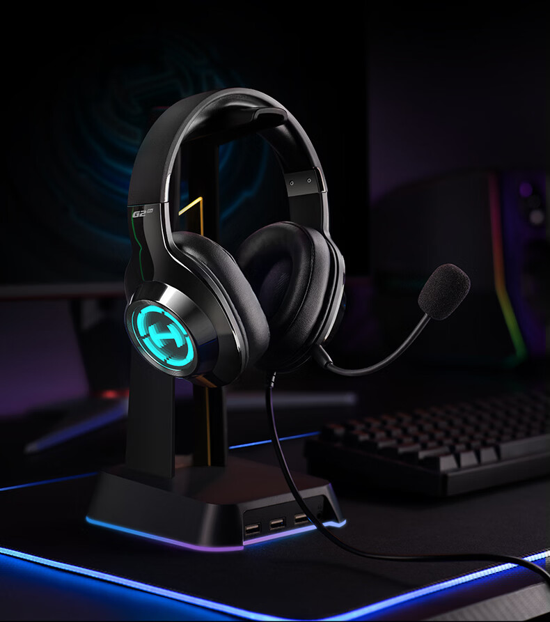 EDIFIER HECATE G2 Pro USB7.1 Channel Abyss Light Gaming Headset, E-Sports Headphones, Over-Ear Wired Computer Microphone, FPS PUBG Delta Headphones, Misty Pink 7