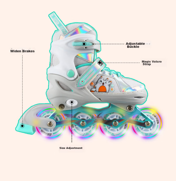 EVERVON Roller Skates for Children EV088, Boys And Girls Eight-Wheel All-Light Roller Skates with Protective Gear, Size S Fits 30-33 Inches 5