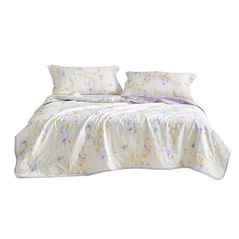 Luolai Home Textiles Skin-friendly 100% Cotton Summer Quilt 7A Grade Antibacterial and Mite-proof Washable Air Conditioning Quilt Core 200*230cm Purple