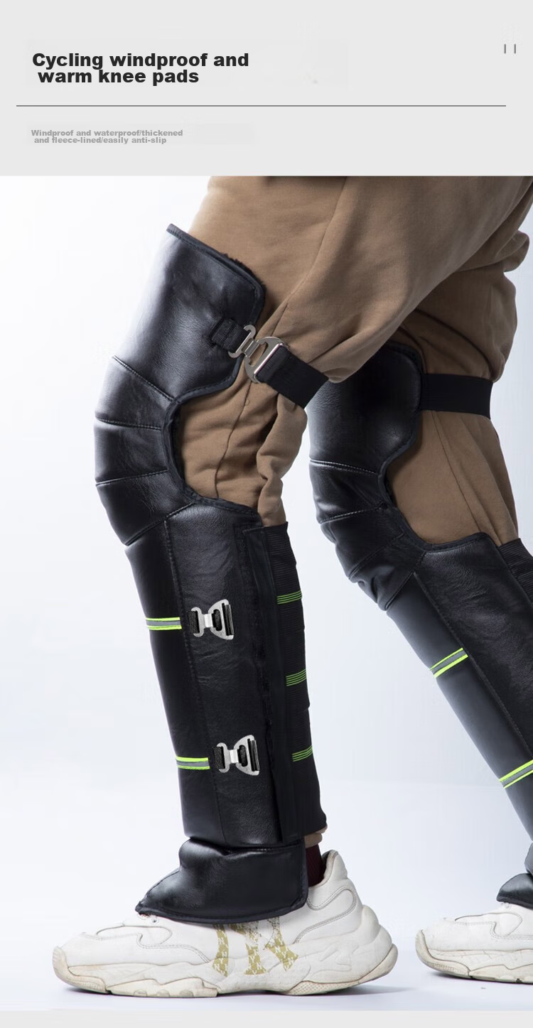 BWNK Winter Motorcycle Thick Knee Pads, Electric Scooter Warm Knee Guards, Battery-Powered Vehicle Leg Protectors, Long Style 1
