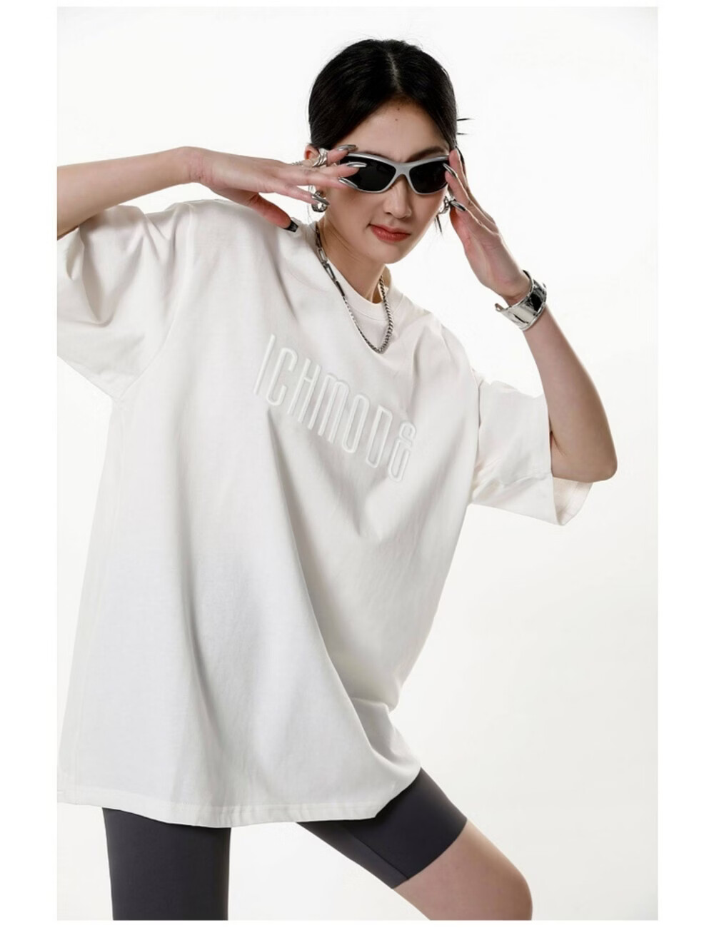 ICH MODE American Vintage Heavyweight Short Sleeve T-Shirt Women Summer New High Street Loose Half Sleeve Top Gray S 16