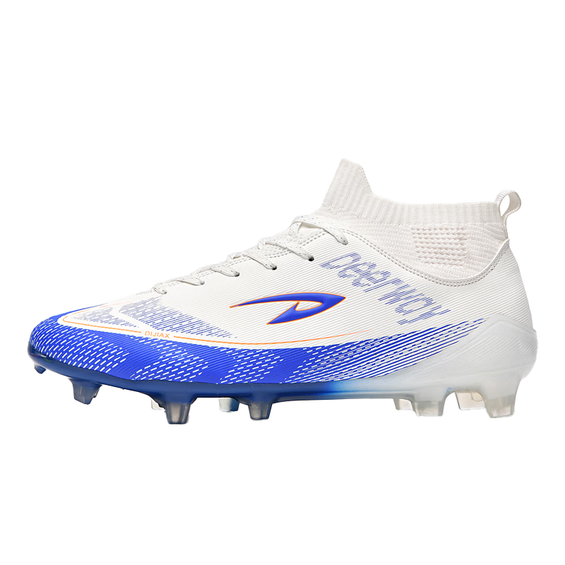 DEERWAY Youth Soccer Shoes AG Studs Grass Field Non-Slip Durable Training Match Shoes White Blue AG Studs Size 39