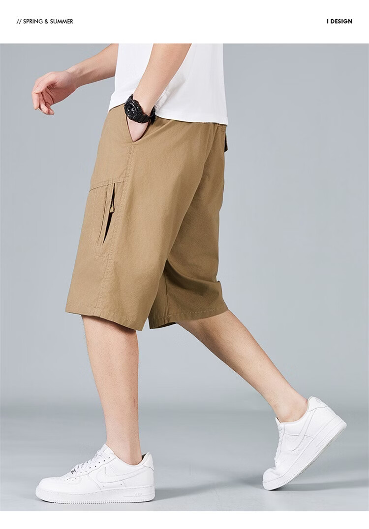 RED DRAGONFLY Men's Summer Thin Cotton Casual Fashion Cool Comfortable Breathable Versatile Army Green Capri Shorts XL 23