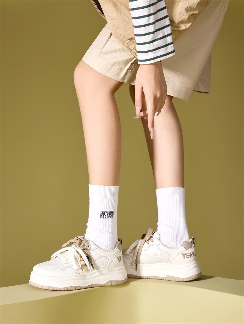 Yierkang Women's New White Sneakers Sports Casual Small Size Skateboard Shoes Bread Single Shoes 17042W White 38 4