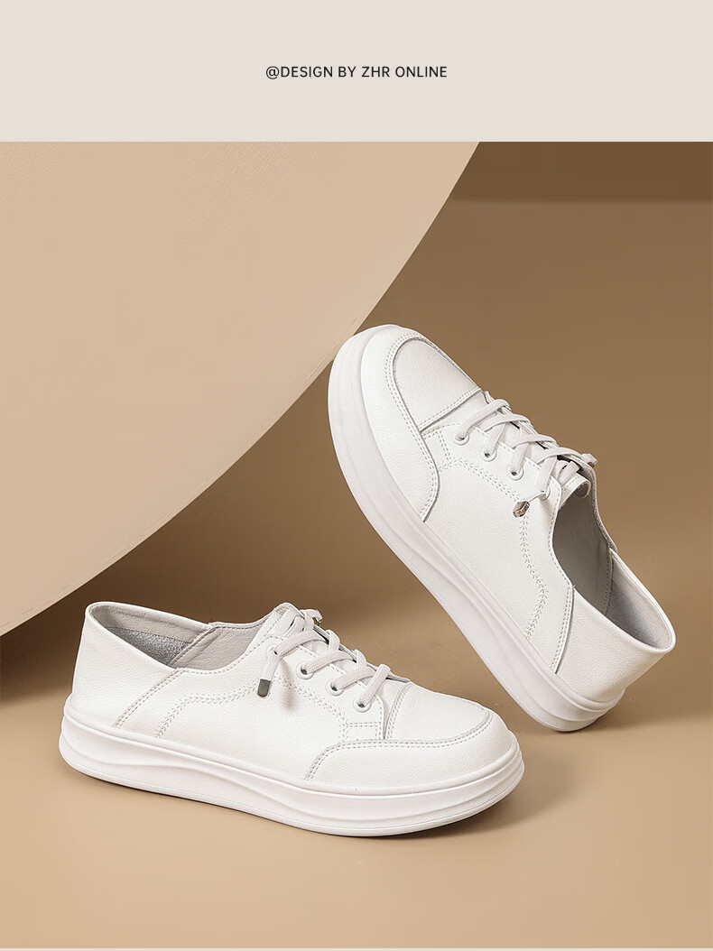 ZHR Women's White Sneakers 2026 Spring New Thick-Soled Casual Sport Shoes A166 White Size 37 4
