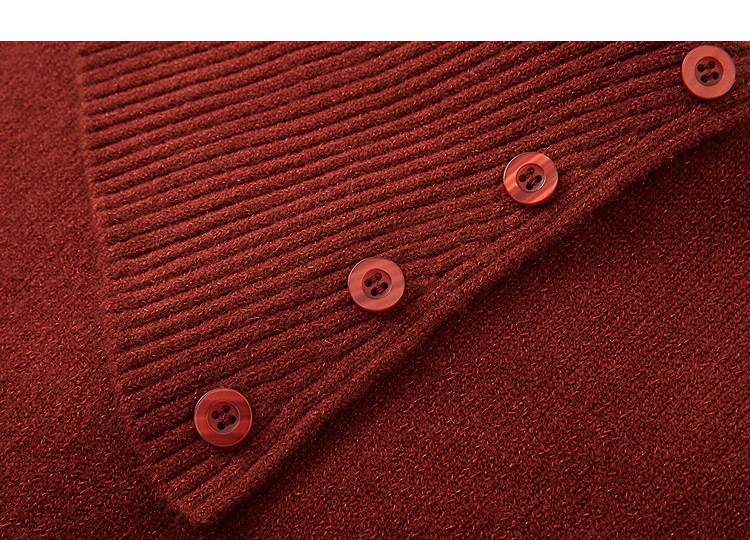 Demana Red Rose Nocturne Winter Vintage Elegant Asymmetric Neckline Slimming Knit Sweater for Women 19