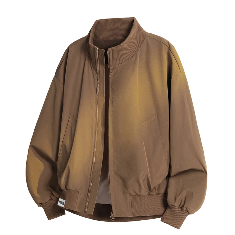 MARK FAIRWHALE Men's Spring Autumn Jacket Korean Style Flight Jacket Casual Loose Baseball Jacket Coffee XL